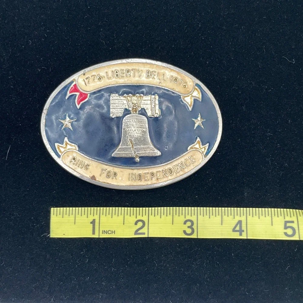 Vintage Metal Unisex Adult OS Liberty Bell 1776 Bicentennial Belt Buckle *NOTE